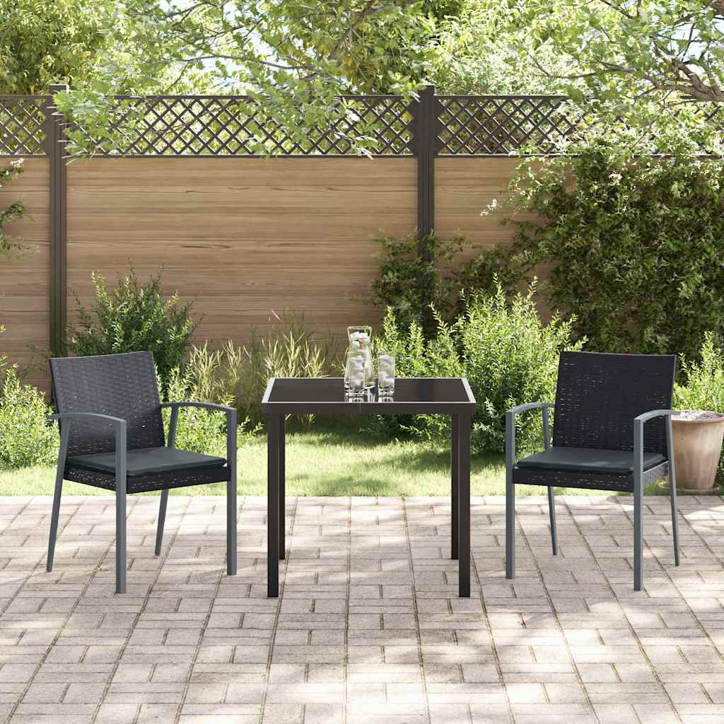Garten Essgruppe 3 pcs Schwarz und Grau PE-Rattan