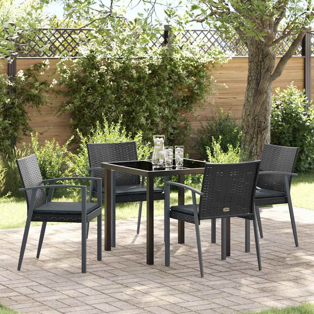 Garten Essgruppe 5 pcs Schwarz und Grau PE-Rattan