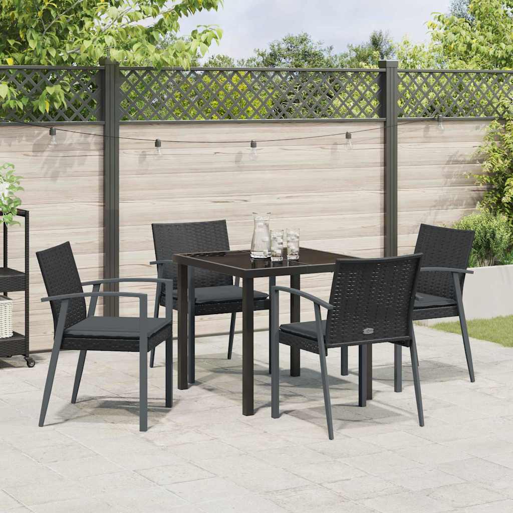 Garten Essgruppe 5 pcs Schwarz und Grau PE-Rattan