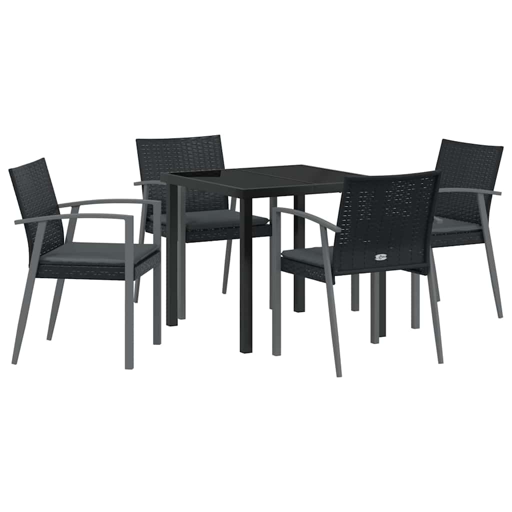 Garten Essgruppe 5 pcs Schwarz und Grau PE-Rattan