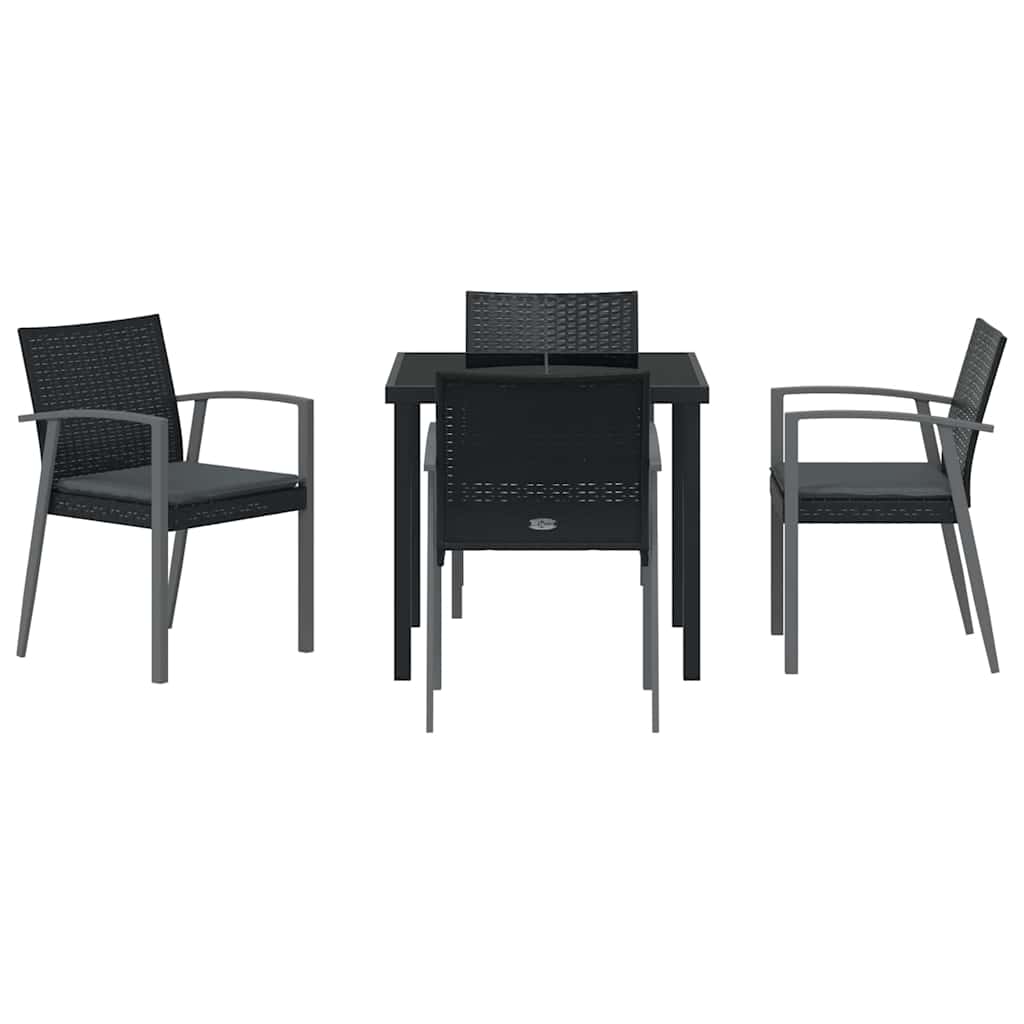 Garten Essgruppe 5 pcs Schwarz und Grau PE-Rattan