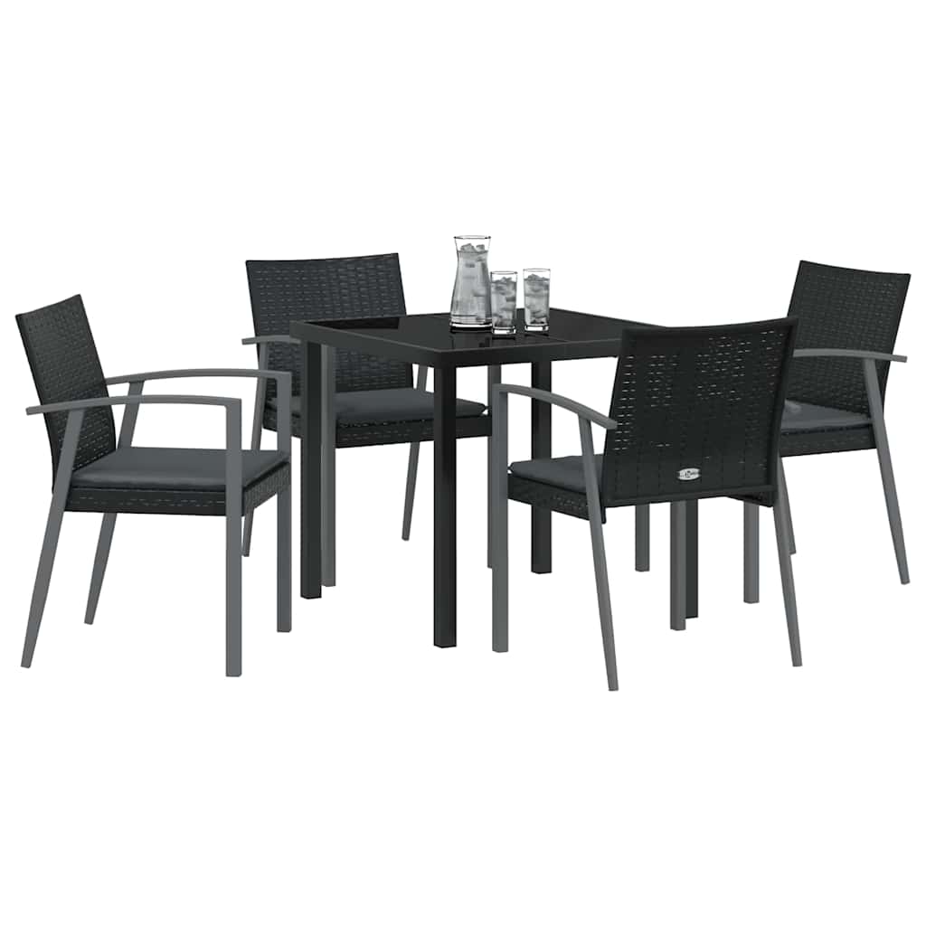 Garten Essgruppe 5 pcs Schwarz und Grau PE-Rattan