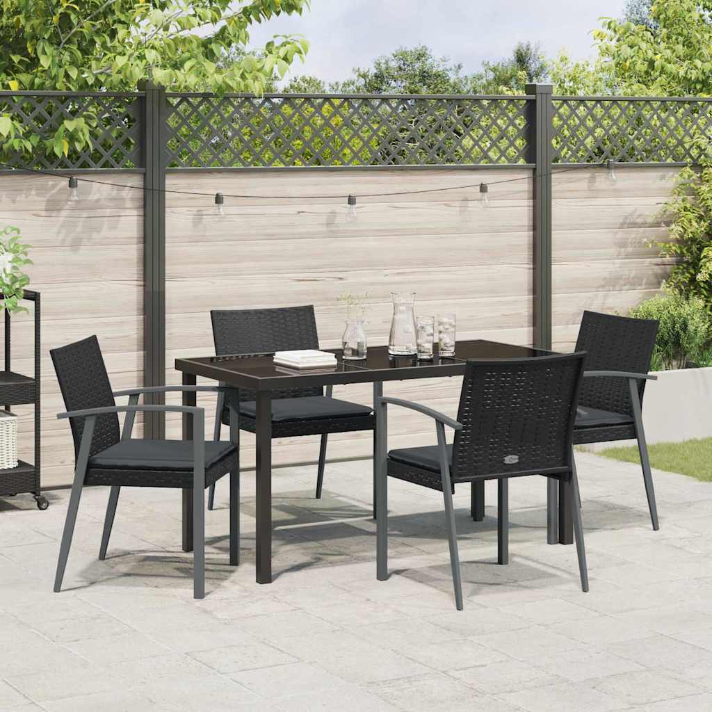 Garten Essgruppe 5 pcs Schwarz und Grau PE-Rattan