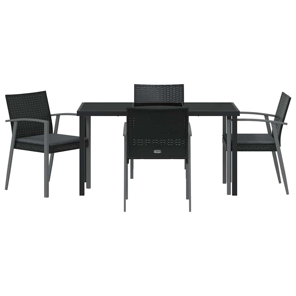 Garten Essgruppe 5 pcs Schwarz und Grau PE-Rattan