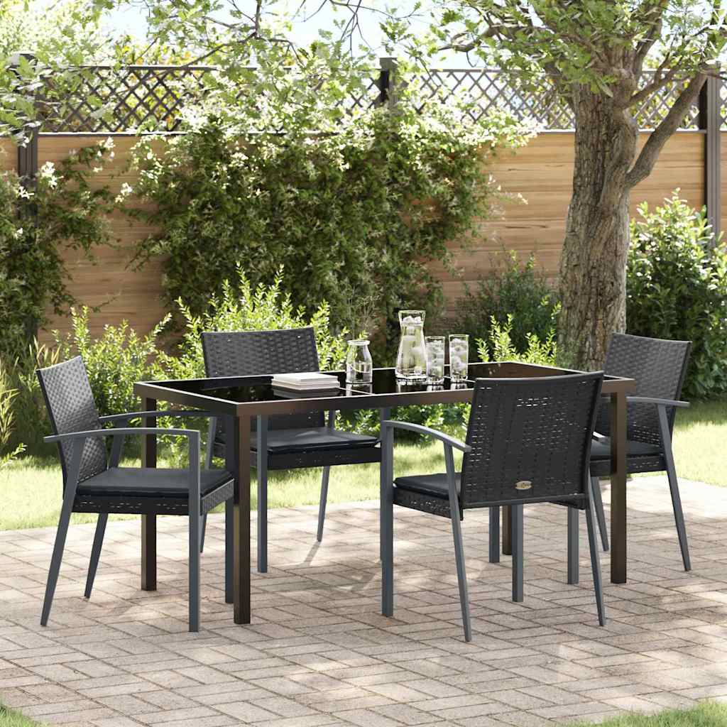 Garten Essgruppe 5 pcs Schwarz und Grau PE-Rattan