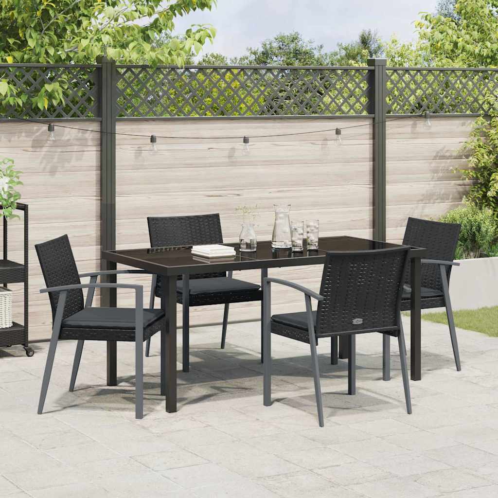 Garten Essgruppe 5 pcs Schwarz und Grau PE-Rattan