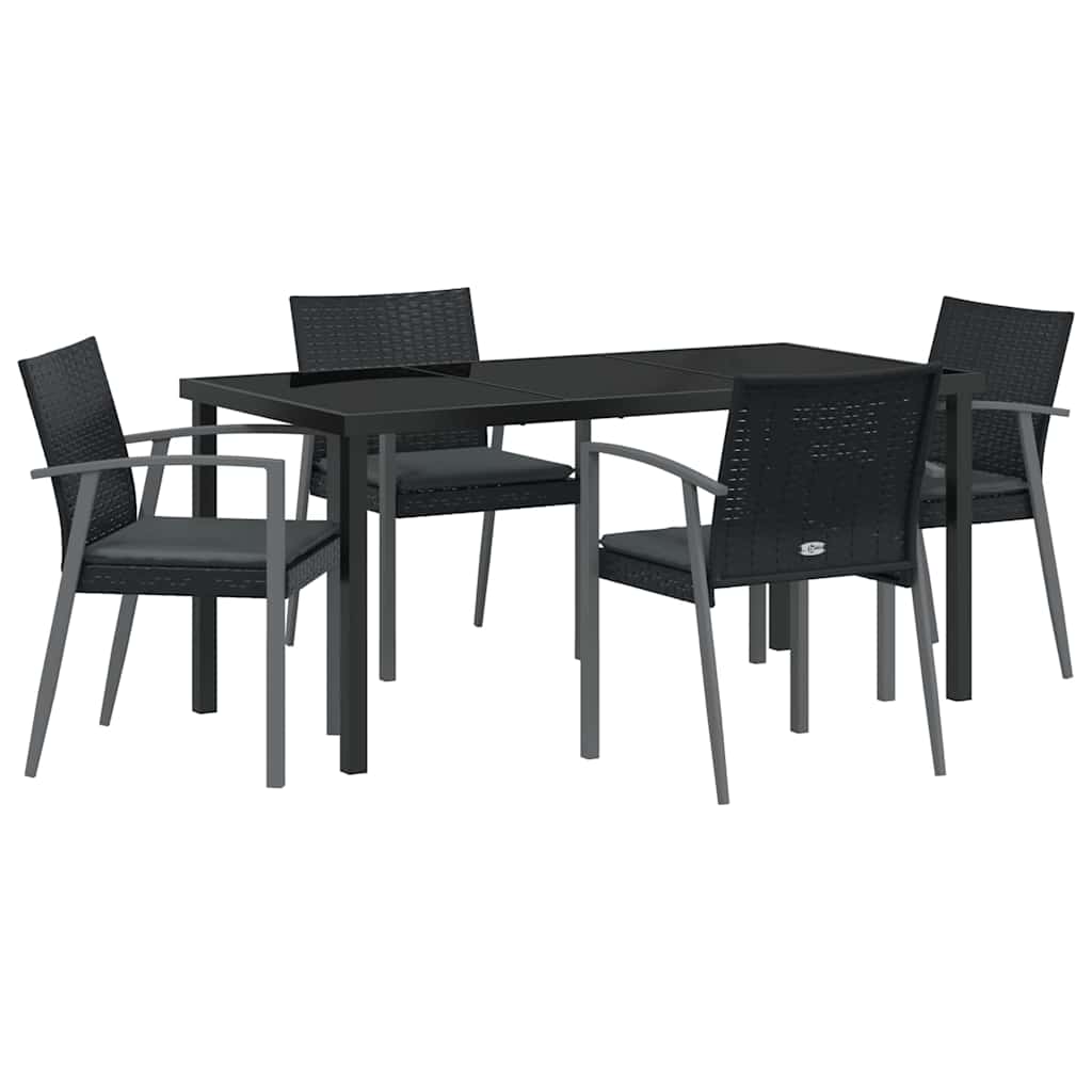 Garten Essgruppe 5 pcs Schwarz und Grau PE-Rattan