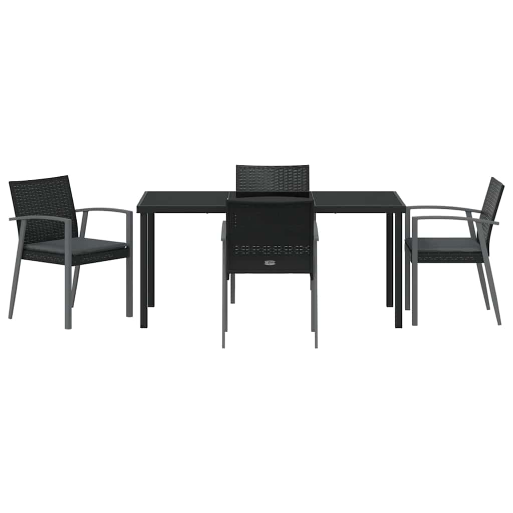 Garten Essgruppe 5 pcs Schwarz und Grau PE-Rattan