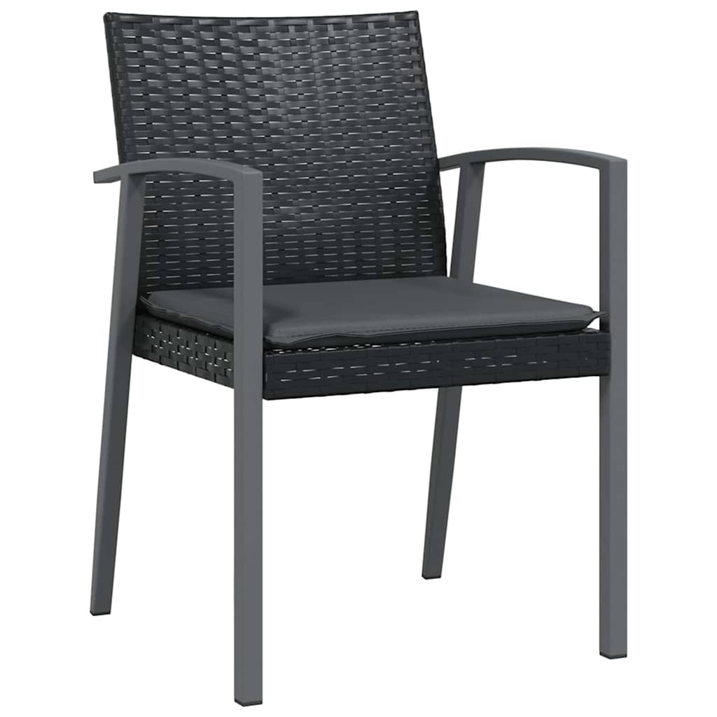 Garten Essgruppe 7 pcs Schwarz und Grau PE-Rattan