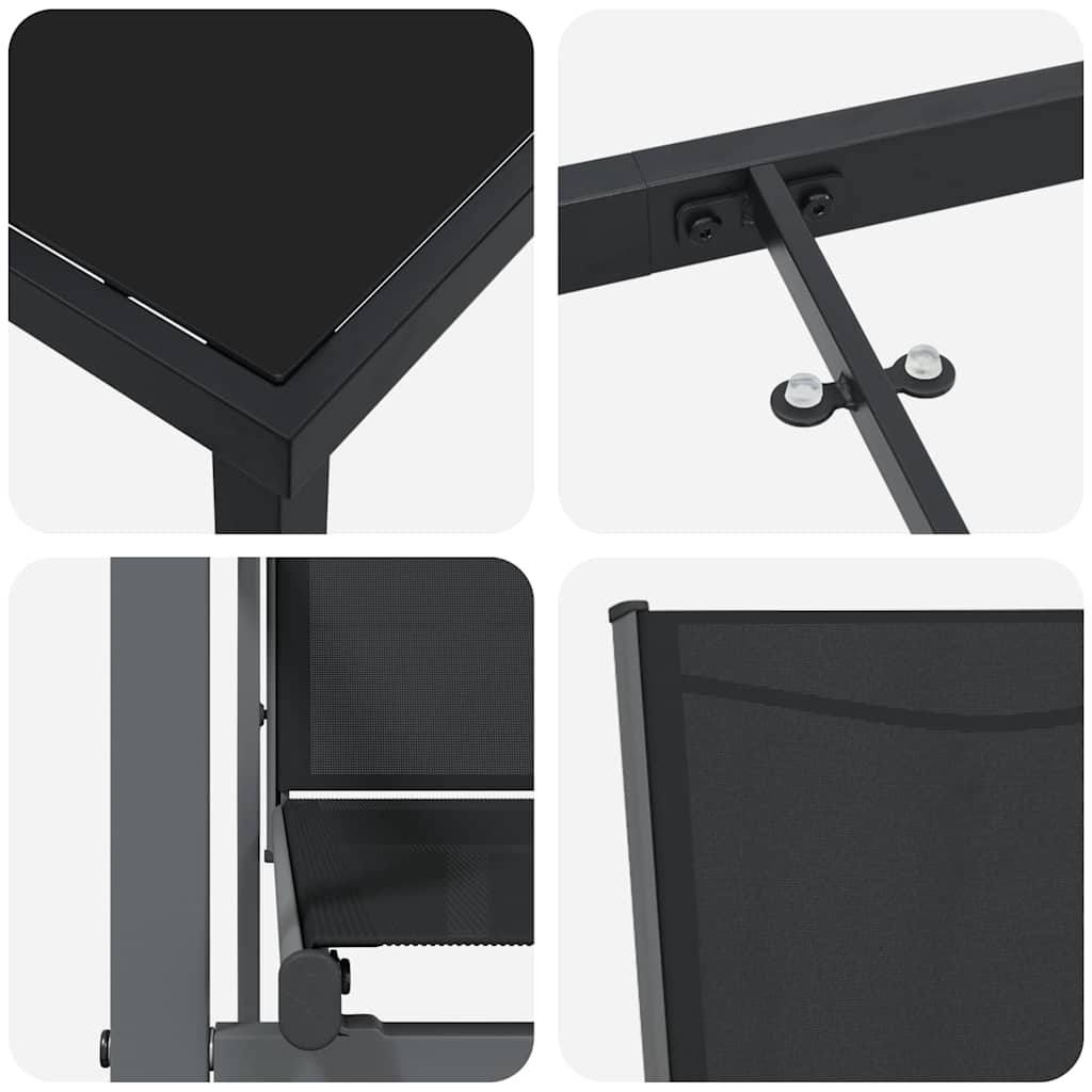 Garten Essgruppe 3 pcs Schwarz Pulverbeschichteter Stahl