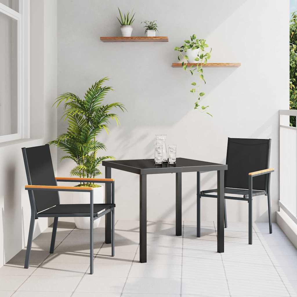 Garten Essgruppe 3 pcs Schwarz Pulverbeschichteter Stahl