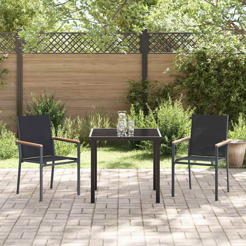 Garten Essgruppe 3 pcs Schwarz Pulverbeschichteter Stahl
