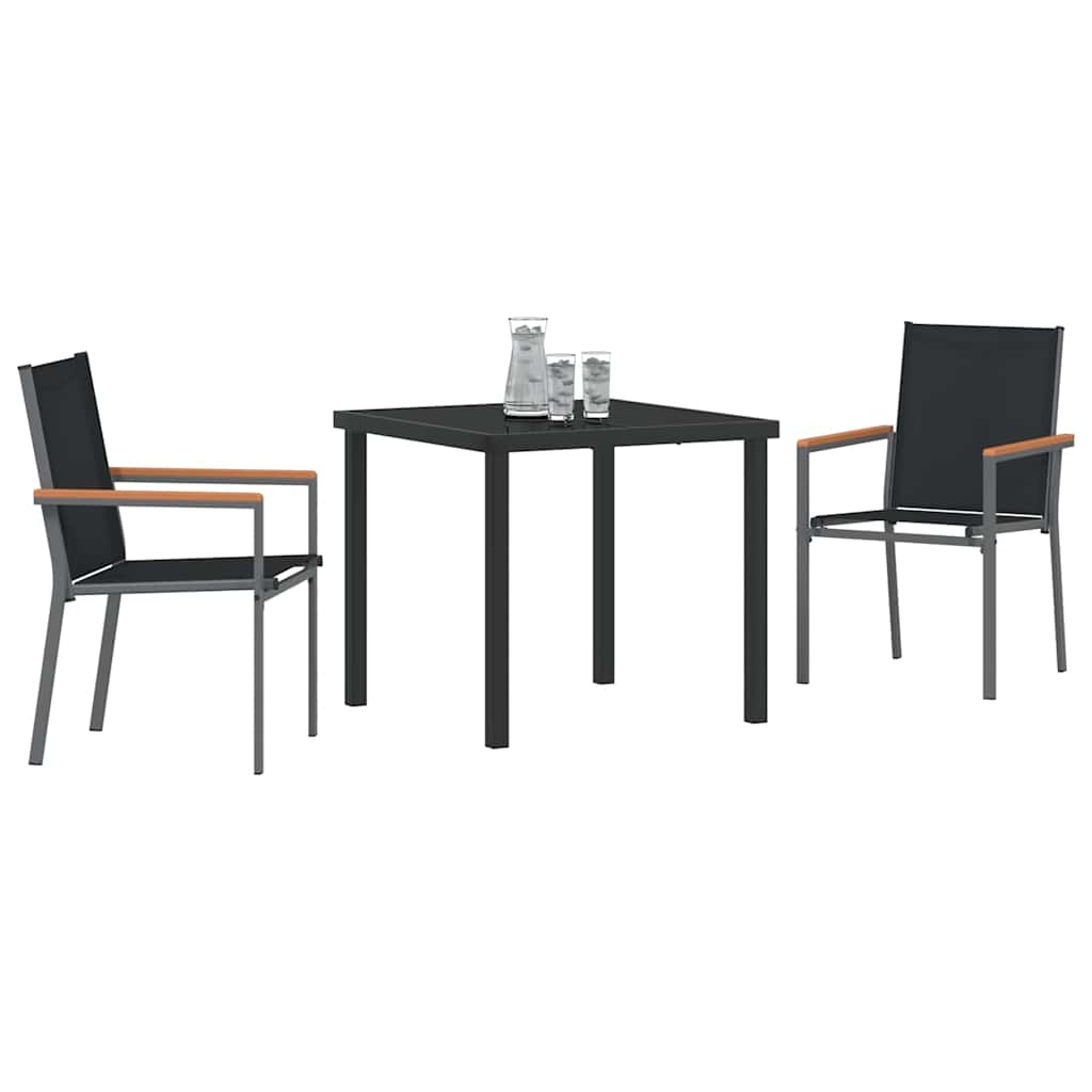 Garten Essgruppe 3 pcs Schwarz Pulverbeschichteter Stahl