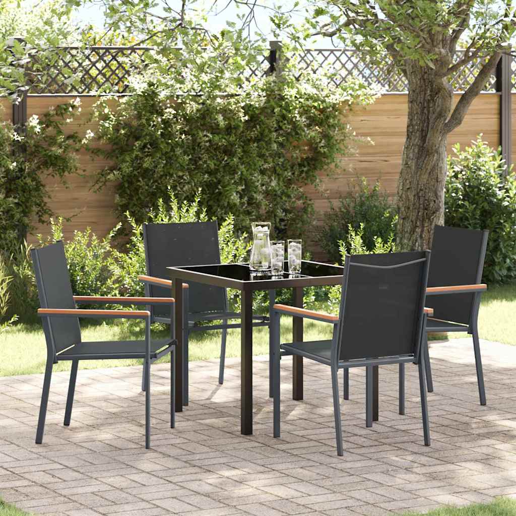 Garten Essgruppe 5 pcs Schwarz Pulverbeschichteter Stahl
