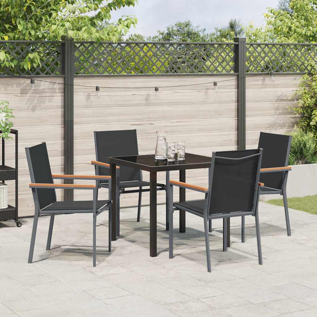 Garten Essgruppe 5 pcs Schwarz Pulverbeschichteter Stahl