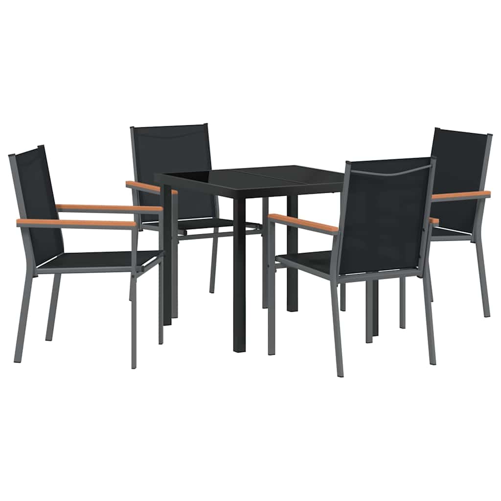 Garten Essgruppe 5 pcs Schwarz Pulverbeschichteter Stahl
