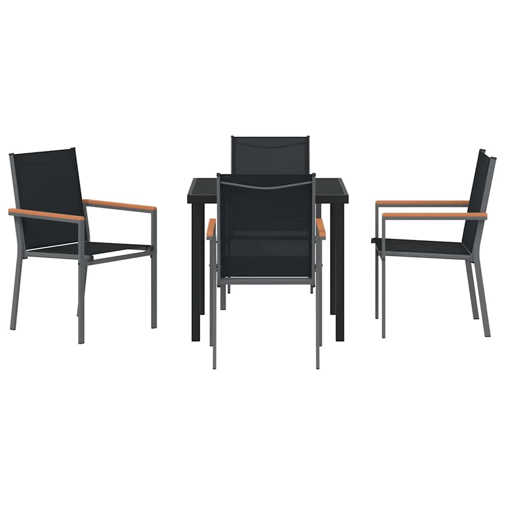 Garten Essgruppe 5 pcs Schwarz Pulverbeschichteter Stahl