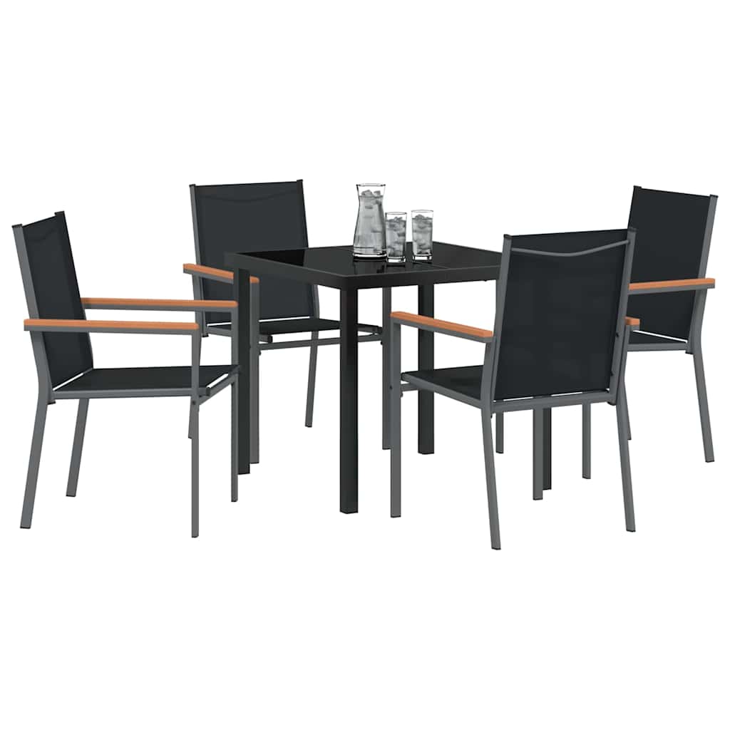 Garten Essgruppe 5 pcs Schwarz Pulverbeschichteter Stahl