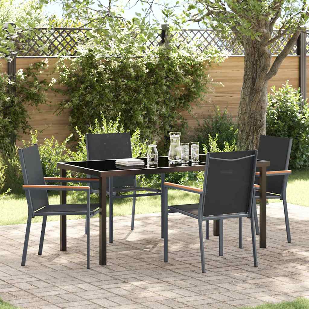 Garten Essgruppe 5 pcs Schwarz Pulverbeschichteter Stahl