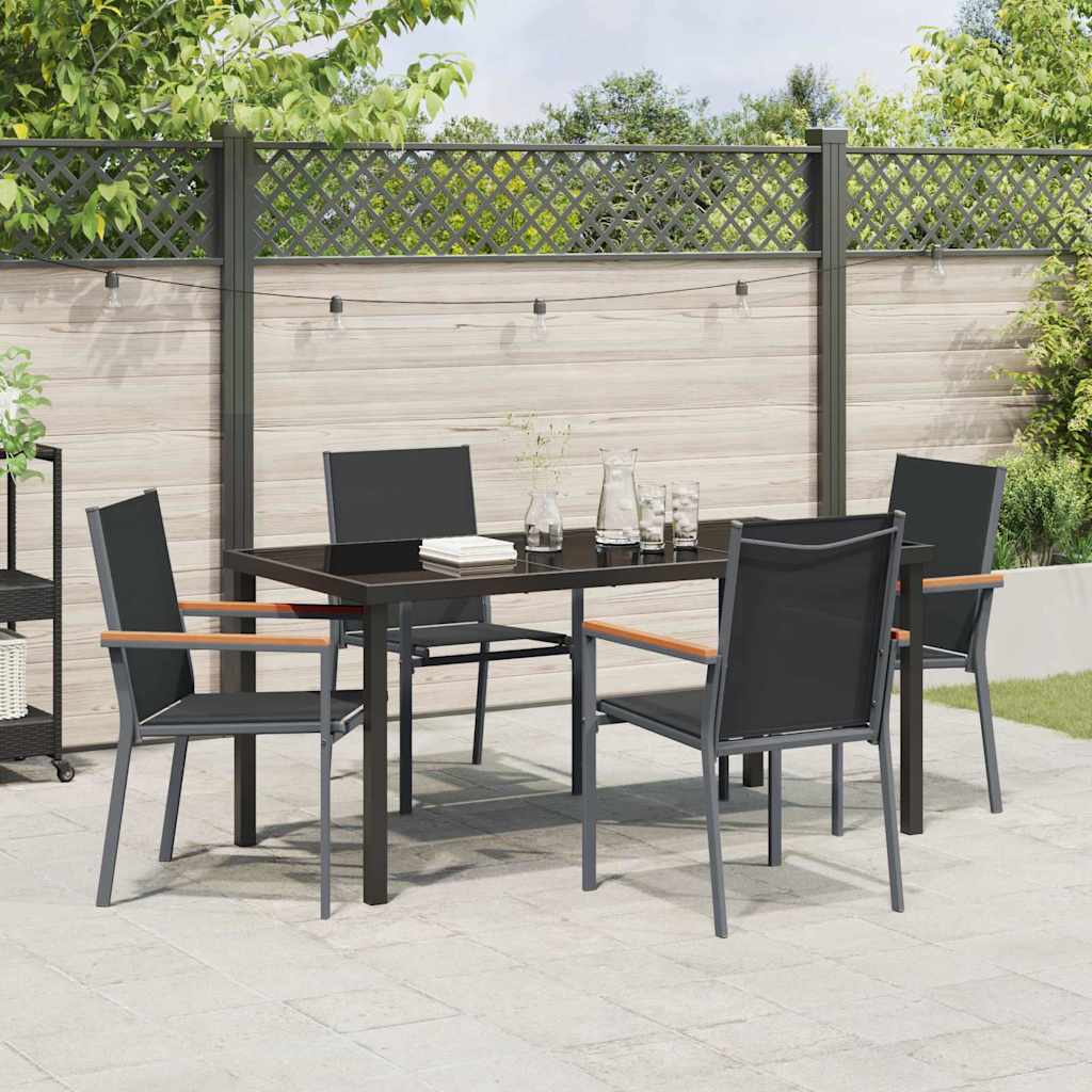 Garten Essgruppe 5 pcs Schwarz Pulverbeschichteter Stahl
