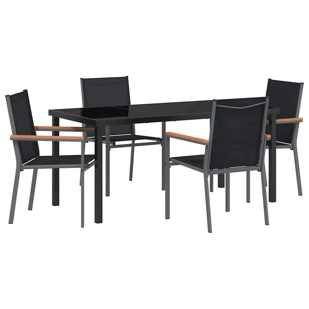 Garten Essgruppe 5 pcs Schwarz Pulverbeschichteter Stahl