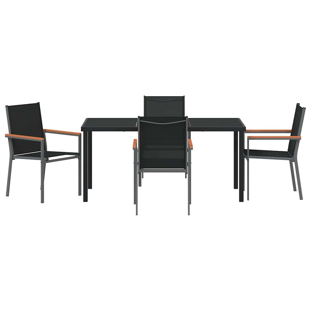Garten Essgruppe 5 pcs Schwarz Pulverbeschichteter Stahl