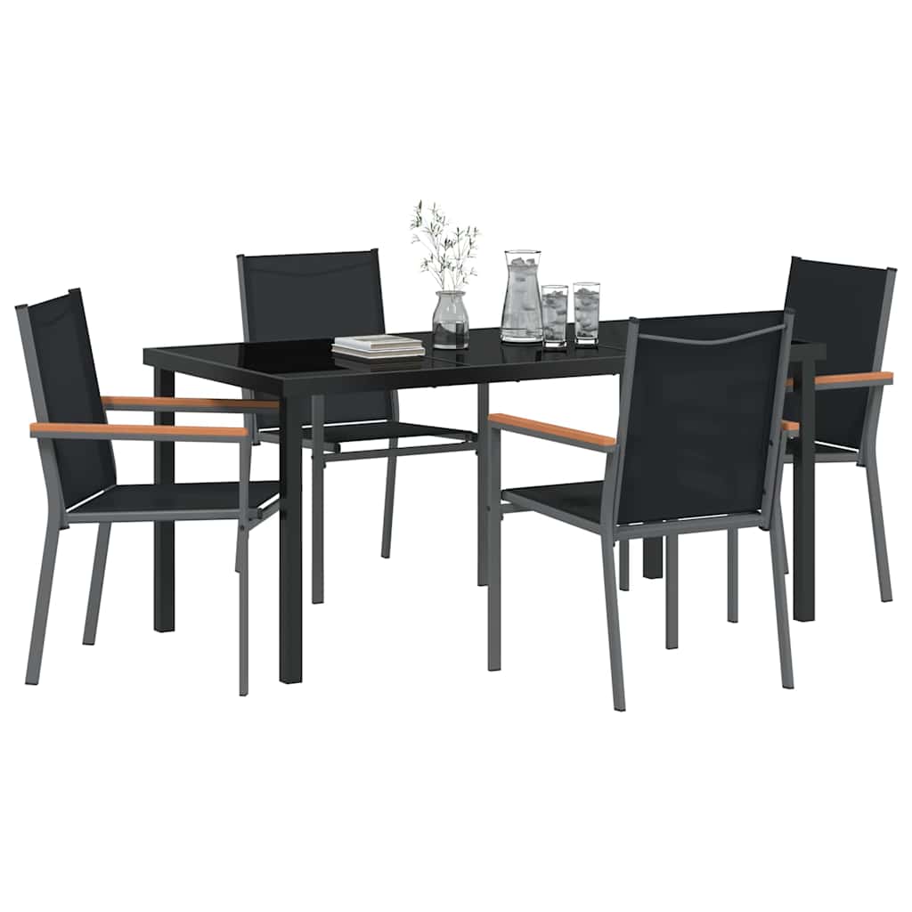 Garten Essgruppe 5 pcs Schwarz Pulverbeschichteter Stahl
