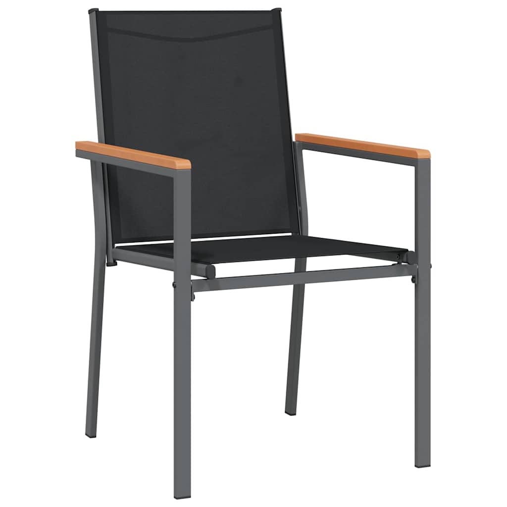 Garten Essgruppe 7 pcs Schwarz Pulverbeschichteter Stahl