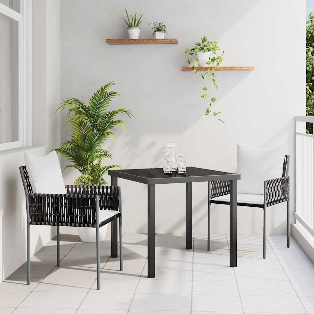 Garten Essgruppe 3 pcs Braun und Schwarz PE-Rattan