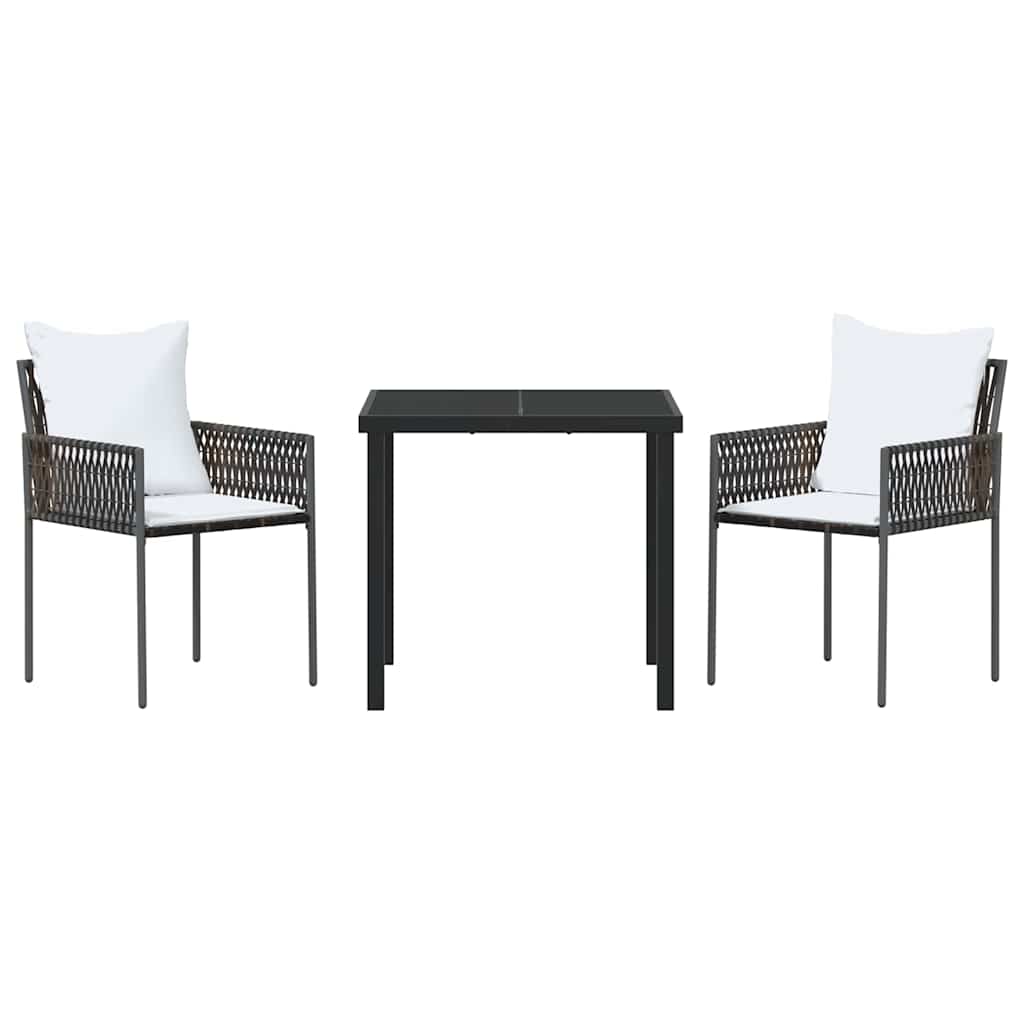 Garten Essgruppe 3 pcs Braun und Schwarz PE-Rattan