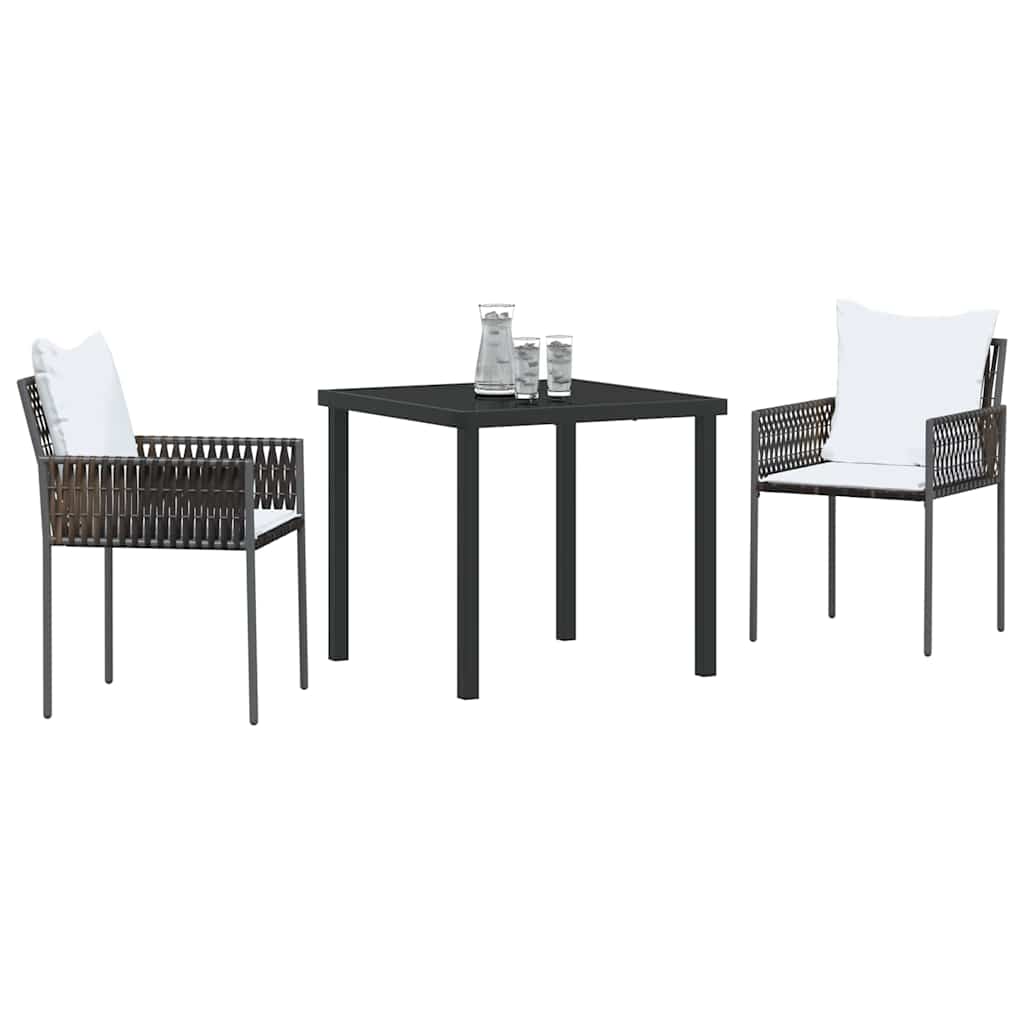 Garten Essgruppe 3 pcs Braun und Schwarz PE-Rattan