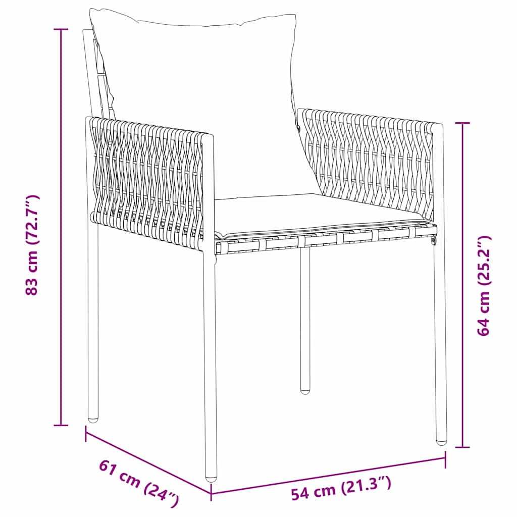 Garten Essgruppe 3 pcs Braun und Schwarz PE-Rattan