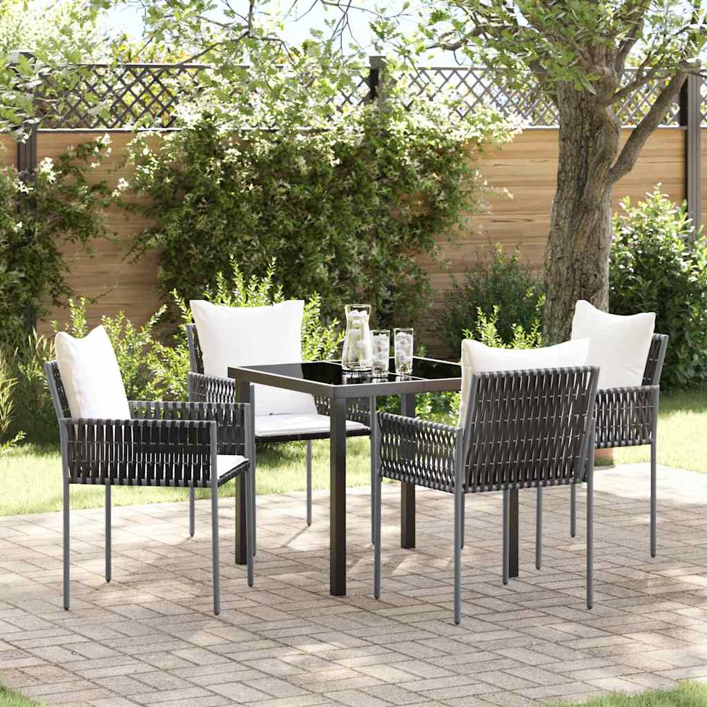 Garten Essgruppe 5 pcs Braun und Schwarz PE-Rattan