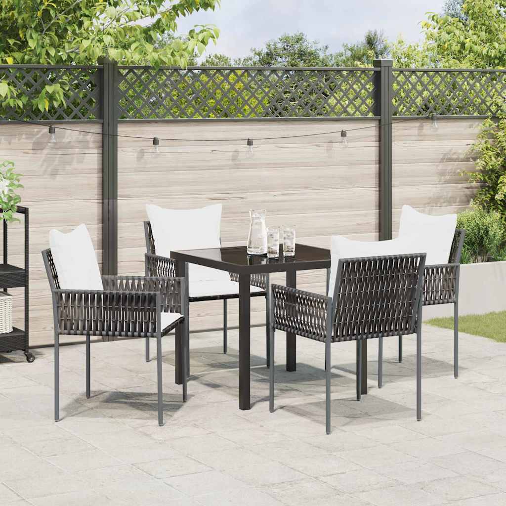Garten Essgruppe 5 pcs Braun und Schwarz PE-Rattan