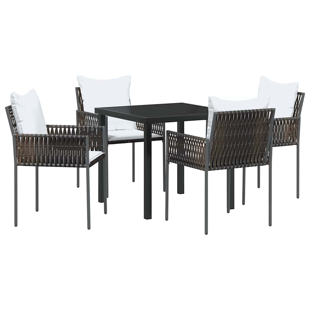 Garten Essgruppe 5 pcs Braun und Schwarz PE-Rattan