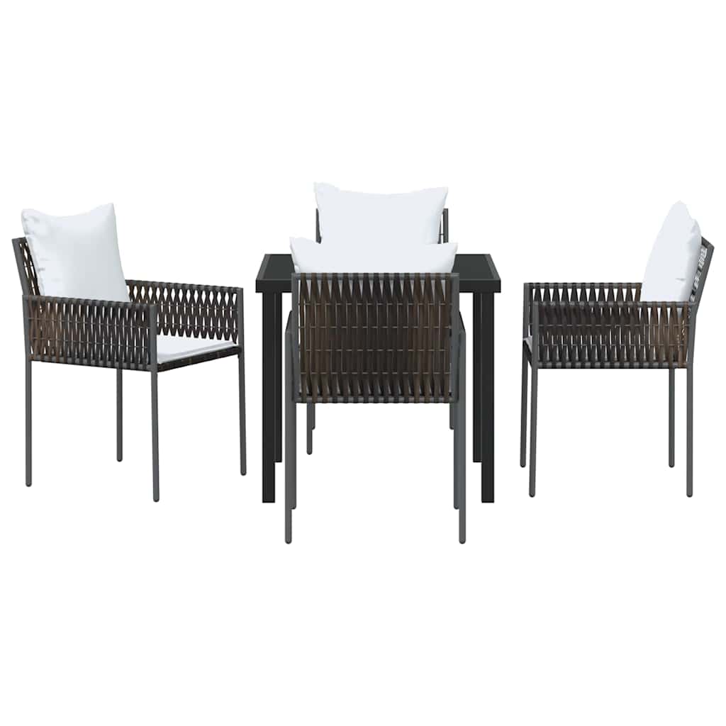 Garten Essgruppe 5 pcs Braun und Schwarz PE-Rattan