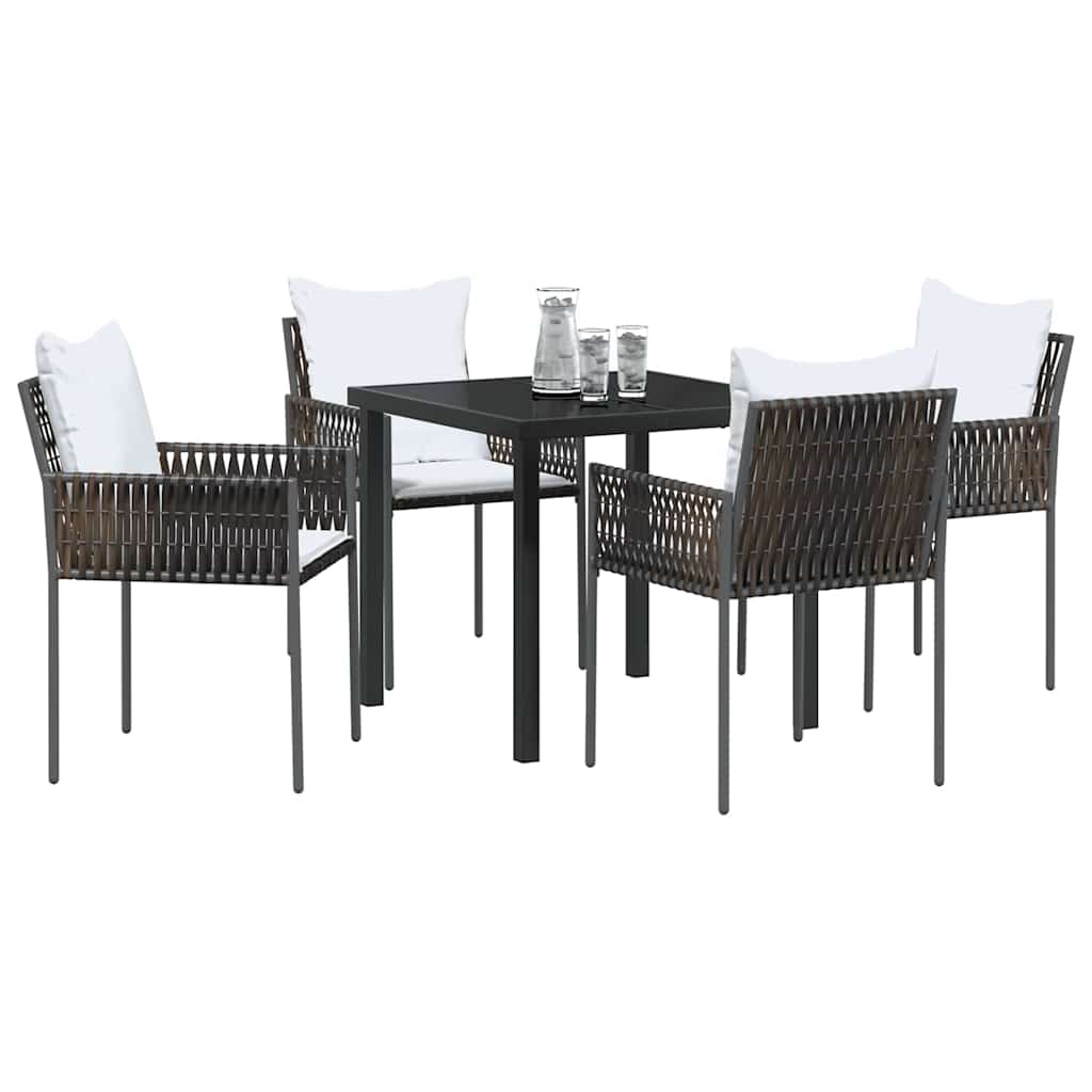 Garten Essgruppe 5 pcs Braun und Schwarz PE-Rattan
