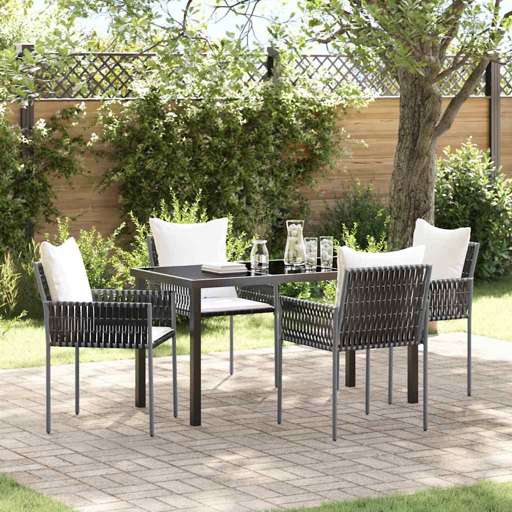 Garten Essgruppe 5 pcs Braun und Schwarz PE-Rattan
