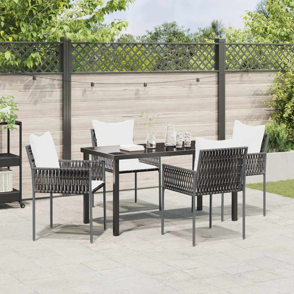 Garten Essgruppe 5 pcs Braun und Schwarz PE-Rattan