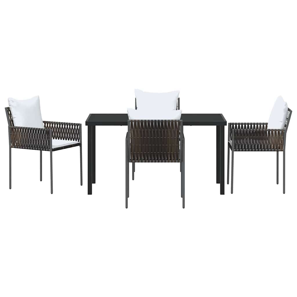 Garten Essgruppe 5 pcs Braun und Schwarz PE-Rattan
