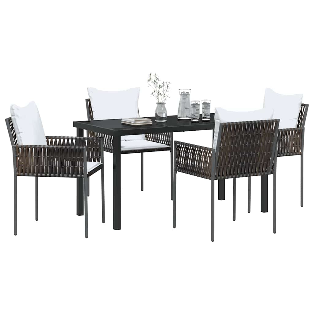Garten Essgruppe 5 pcs Braun und Schwarz PE-Rattan