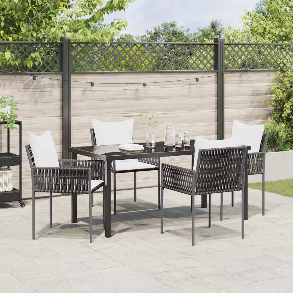 Garten Essgruppe 5 pcs Braun und Schwarz PE-Rattan