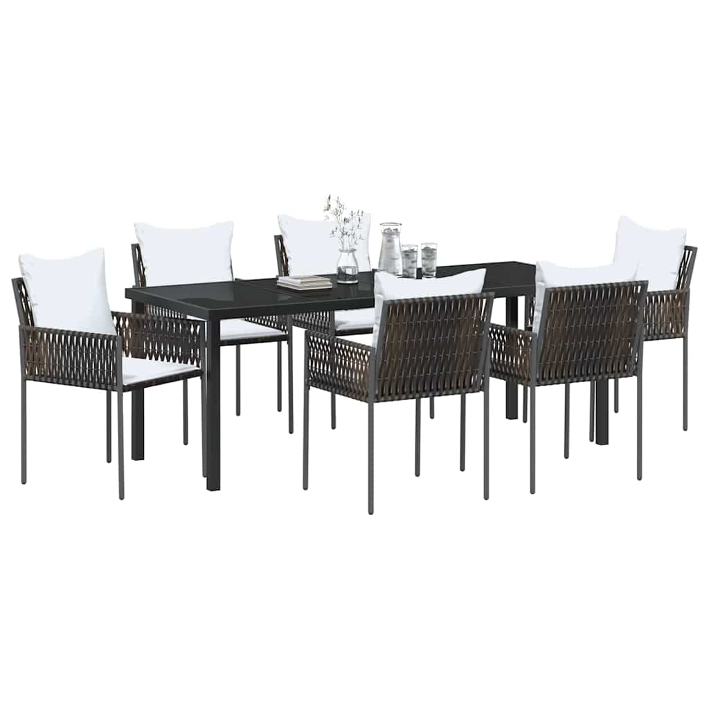Garten Essgruppe 7 pcs Braun und Schwarz PE-Rattan