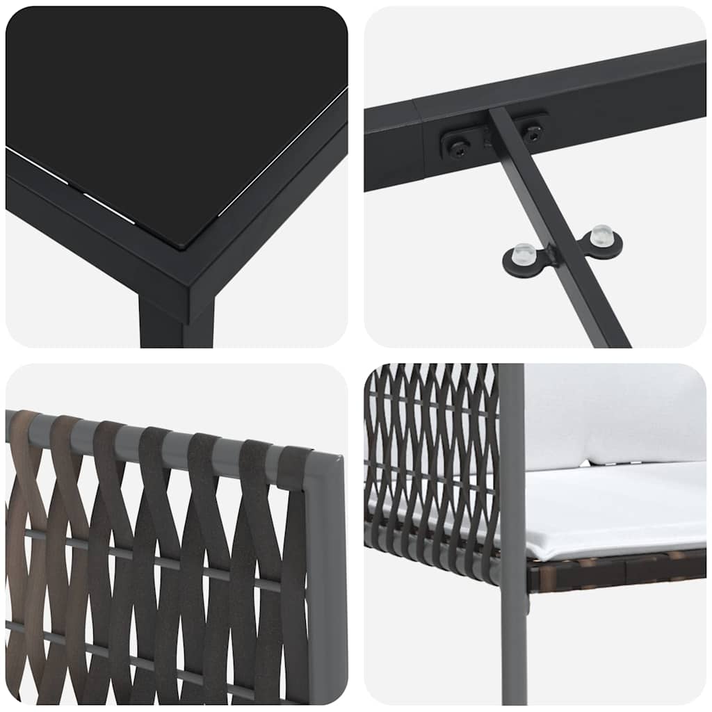 Garten Essgruppe 9 pcs Braun und Schwarz PE-Rattan
