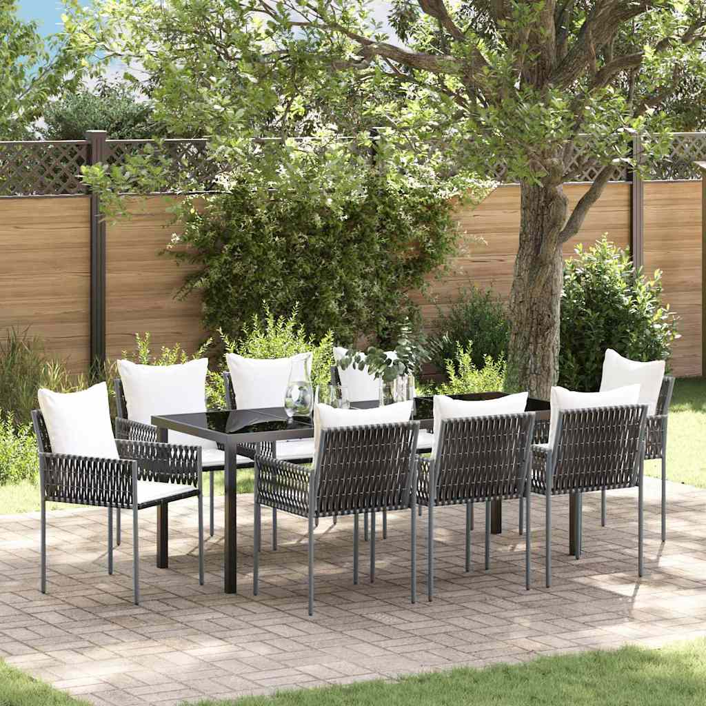 Garten Essgruppe 9 pcs Braun und Schwarz PE-Rattan
