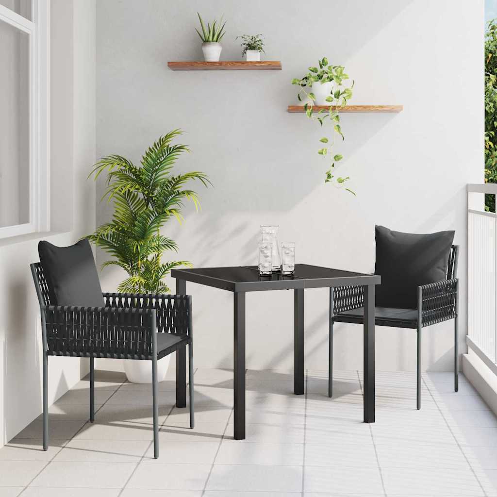 Garten Essgruppe 3 pcs Schwarz und Grau PE-Rattan