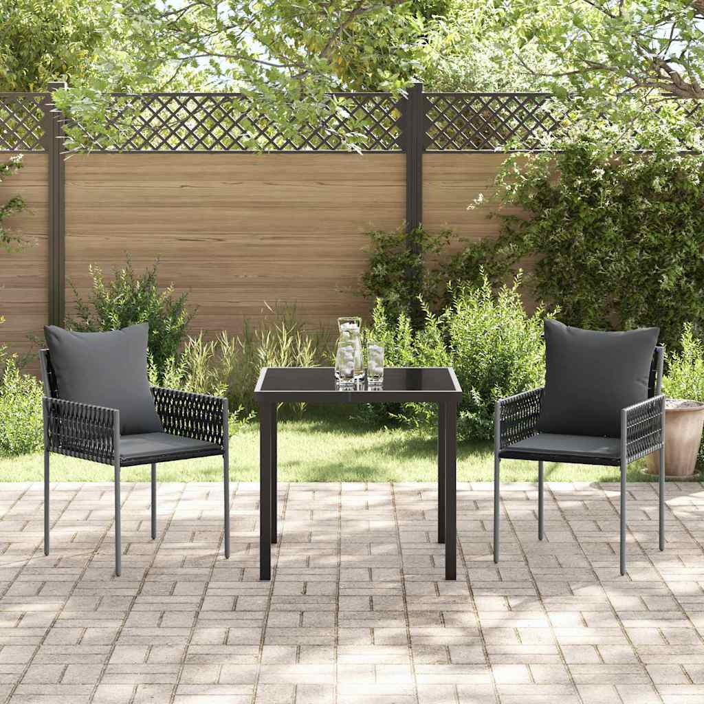 Garten Essgruppe 3 pcs Schwarz und Grau PE-Rattan