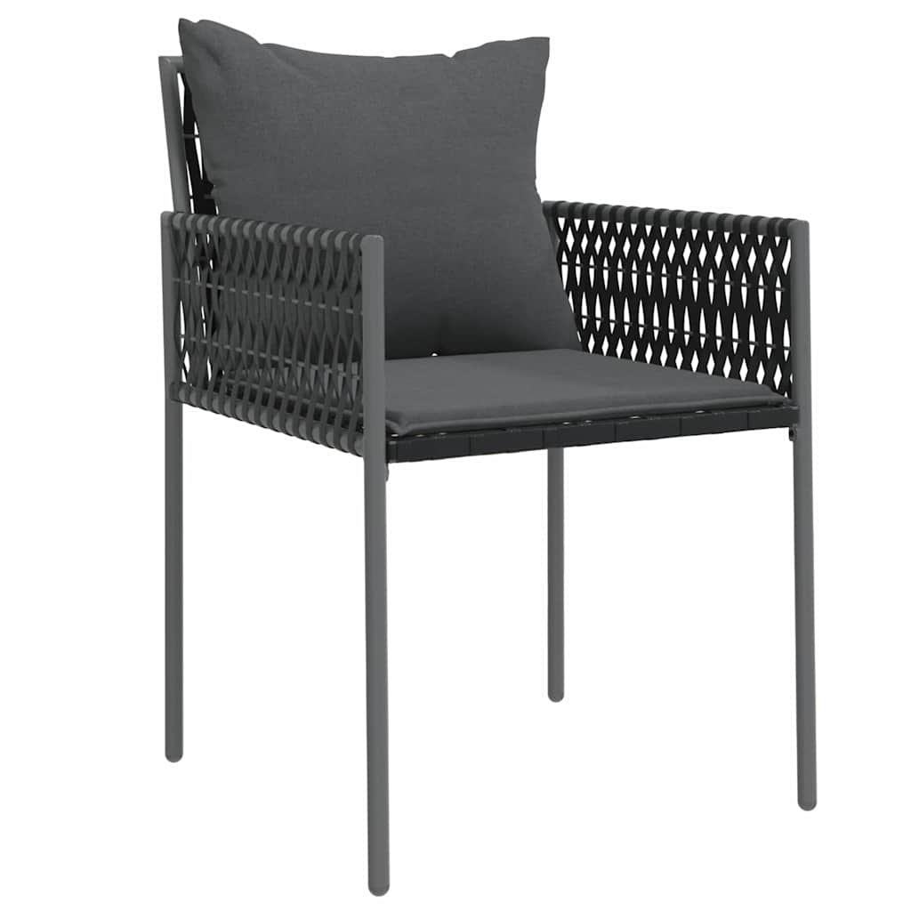 Garten Essgruppe 3 pcs Schwarz und Grau PE-Rattan