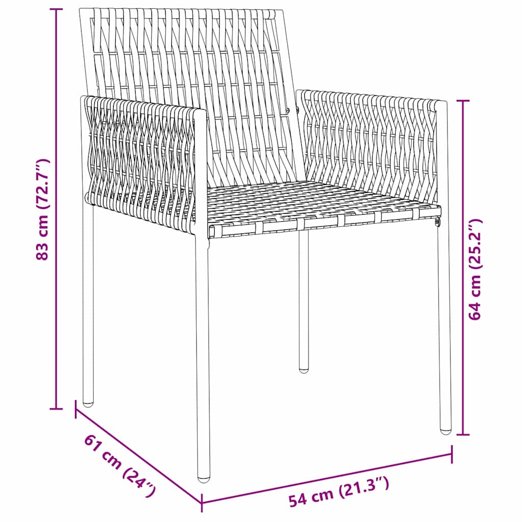 Garten Essgruppe 3 pcs Schwarz und Grau PE-Rattan