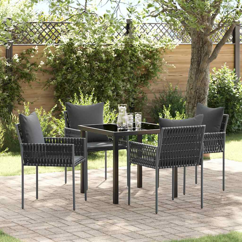 Garten Essgruppe 5 pcs Schwarz und Grau PE-Rattan